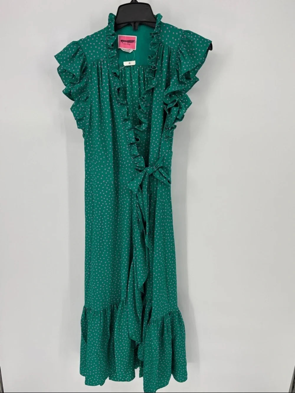 kate spade poolside green & pink  Polka ruffle Dot Wrap  Dress NwT